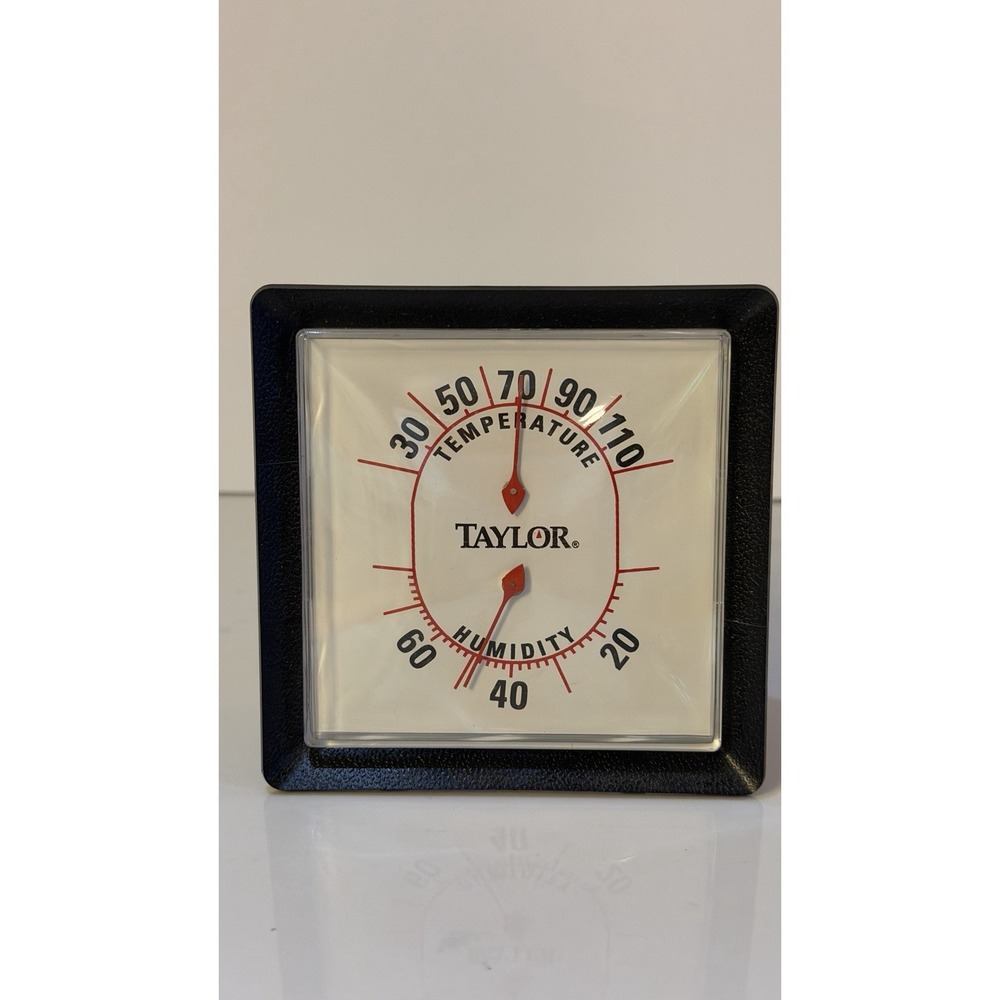 Vintage Taylor Humidiguide Temperature Humidity Desktop Thermometer MCM 4"x4"